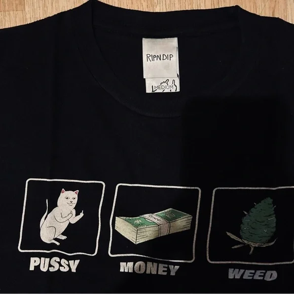 T-SHIRT RIPNDIP PU$$Y MONEY WEED TEE Medium - Picture 3 of 3